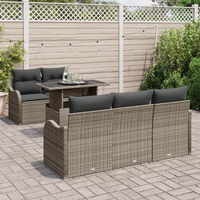 Set di Divano Giardino 6 Pezzi con Cuscini Grigi Rattan Polietilene