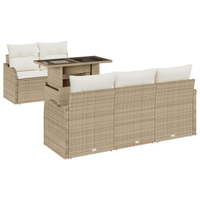 Set di divani da giardino  6 pezzi con cuscini beige in polyrattan