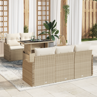 Set di divani da giardino  6 pezzi con cuscini beige in polyrattan