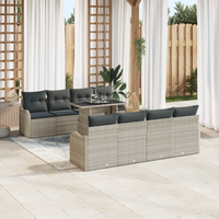 Set divano da giardino  10 pezzi con cuscini grigio chiaro polyrattan