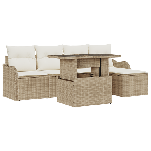Set di divani da giardino  con cuscini beige polirattan