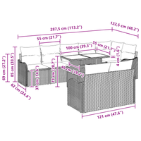 Set Divani da Giardino  9 Pezzi con Cuscini Grigio Chiaro Polyrattan