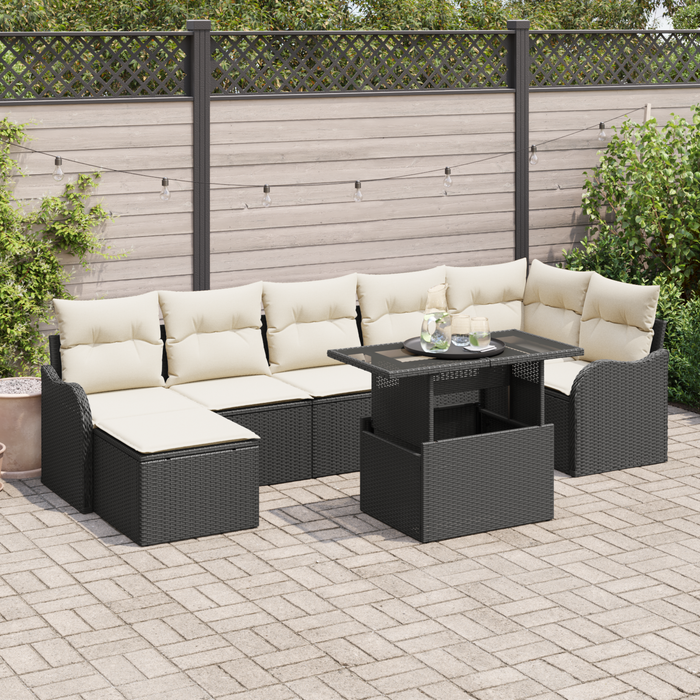 Set Divani Giardino 8 Pezzi Cuscini Nero Rattan Polietilene