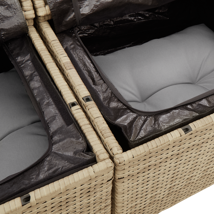 Set divano da giardino  11 pezzi con cuscini Beige Rattan Polietilene