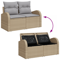 Set di Divano da Giardino  5 Pezzi con Cuscini Beige Polyrattan
