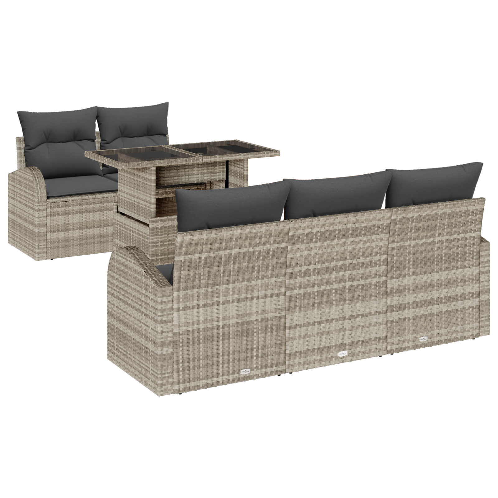 Set Divano da Giardino vitaXL 6 Pezzi con Cuscini Grigio Chiaro Rattan PE