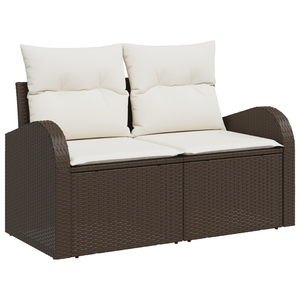 Set divano da giardino  7 pezzi con cuscini Rattan Polirattan Marrone