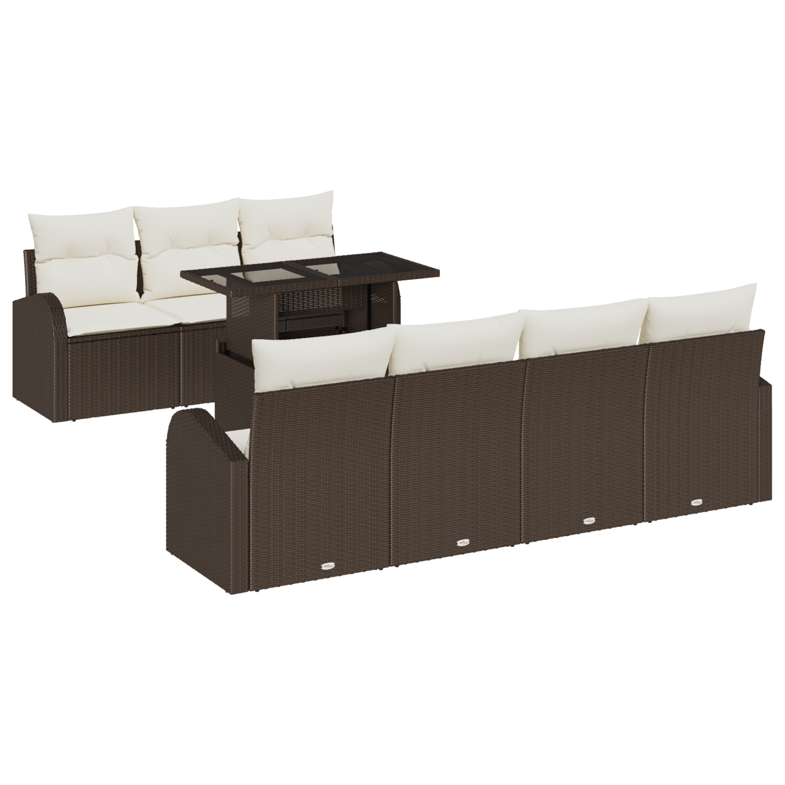 Set divani giardino  8 pezzi con cuscini Marrone Rattan sintetico