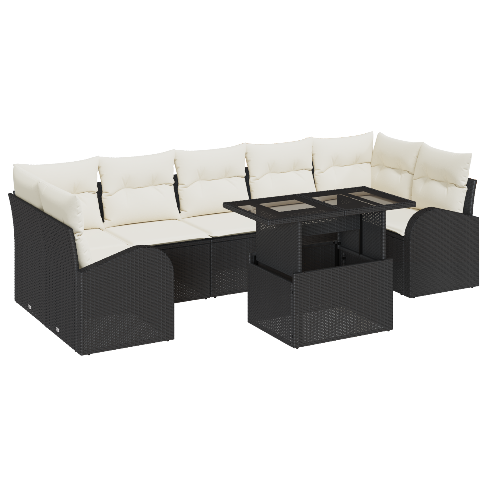 Set di divani da giardino  8 pezzi con cuscini Nero Polyrattan