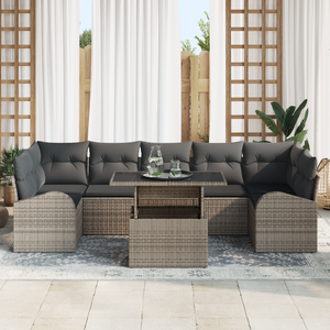 Set Divano da Giardino con Cuscini 8 Pezzi Rattan Polietilene Grigio