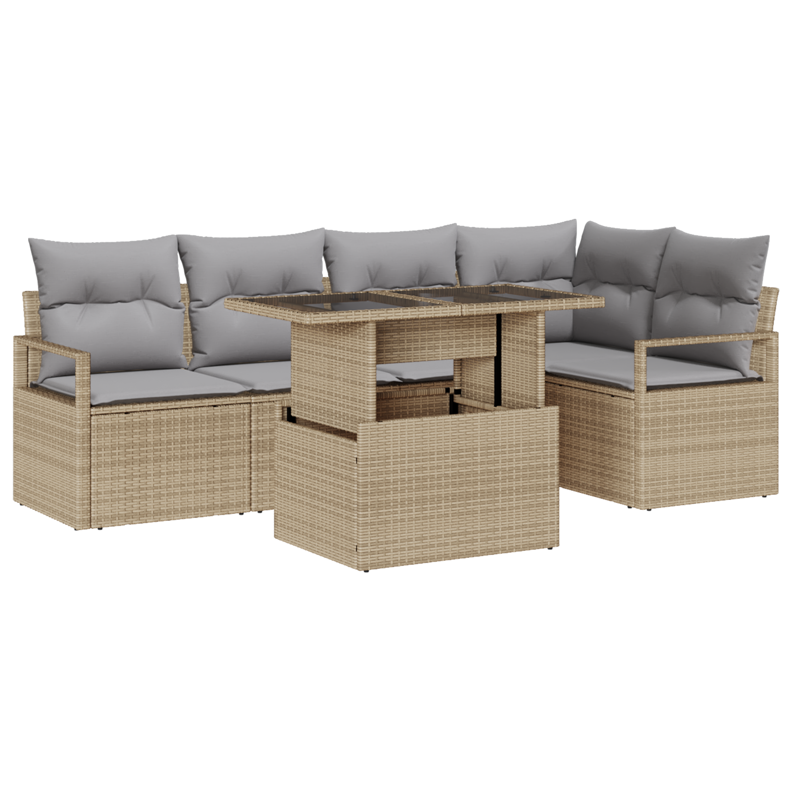 Set di Sofà da Giardino  6 Pezzi con Cuscini Rattan Beige