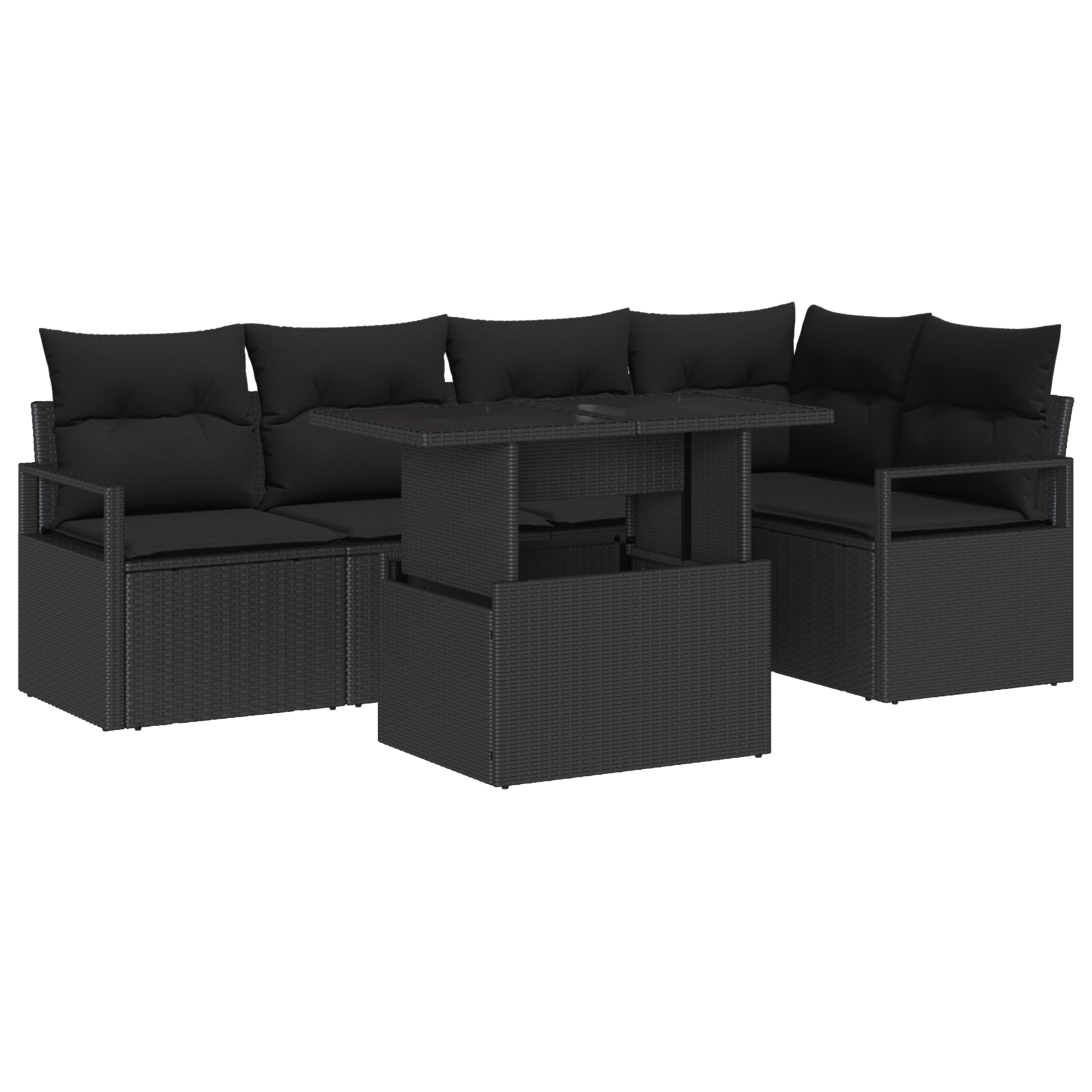 Set di Divani da Giardino  a 6 Pezzi con Cuscini Rattan Nero