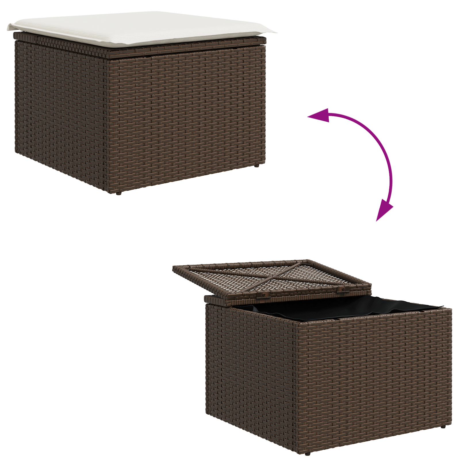 Set Divano Giardino 7 Pezzi con Cuscini Brown Poly Rattan di