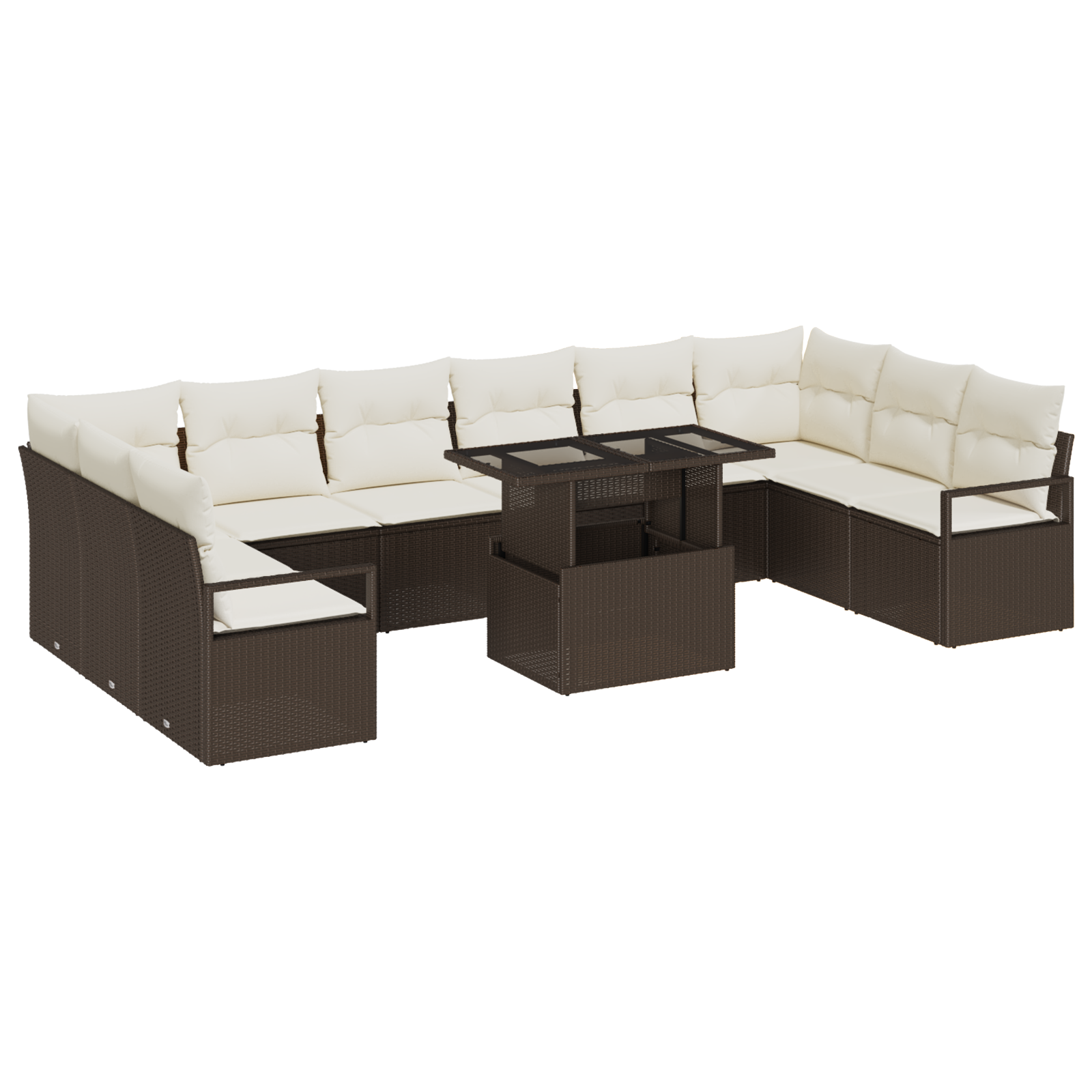 Set di divani da giardino  11 pezzi con cuscini Rattan marrone