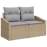 Set da giardino in polyrattan da 7 pezzi con cuscini beige