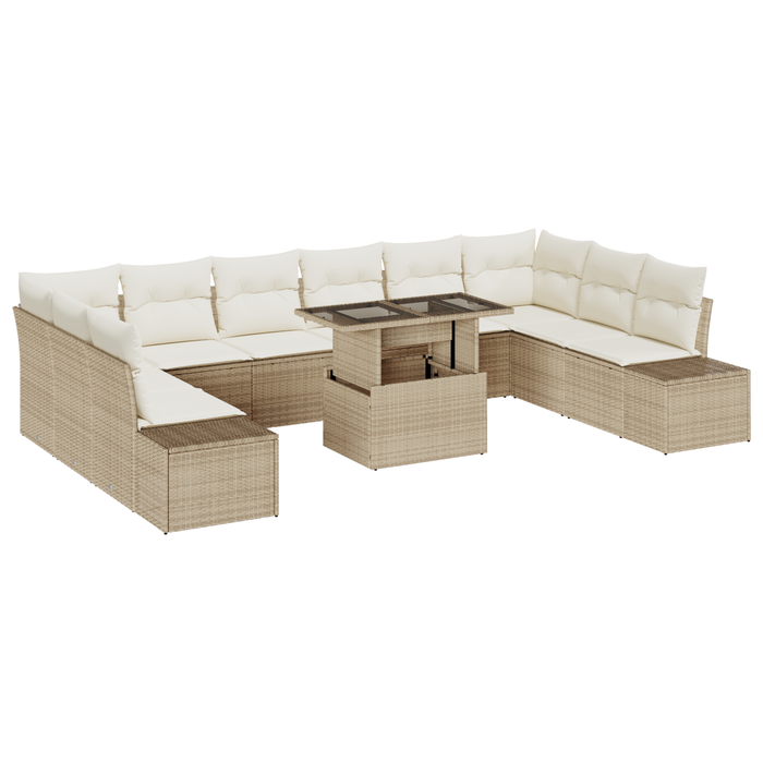 Set di divani da giardino 11 pezzi con cuscini Beige in Rattan
