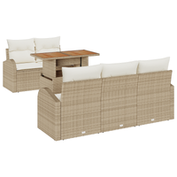 Set divano da giardino 6 pezzi con cuscini beige in rattan sintetico