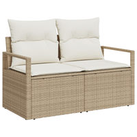 Set Divano da Giardino  6 Pezzi con Cuscini Beige in Rattan Poly