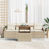 Set da giardino 5 pezzi con cuscini Beige in Rattan sintetico