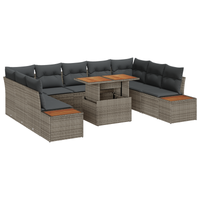 Set di 6 Pezzi Divano da Giardino con Cuscini Grigio Polyrattan