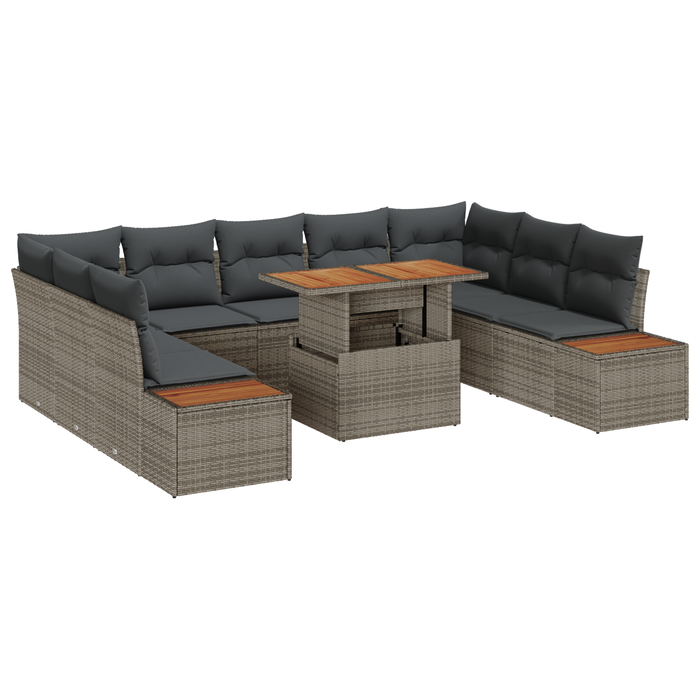 Set di 6 Pezzi Divano da Giardino con Cuscini Grigio Polyrattan