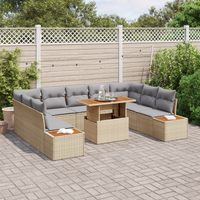 Set Divano da Giardino  da 6 pezzi con cuscini Beige Rattan Poli