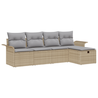 Set di divani da giardino a 5 pezzi con cuscini Beige Polyrattan