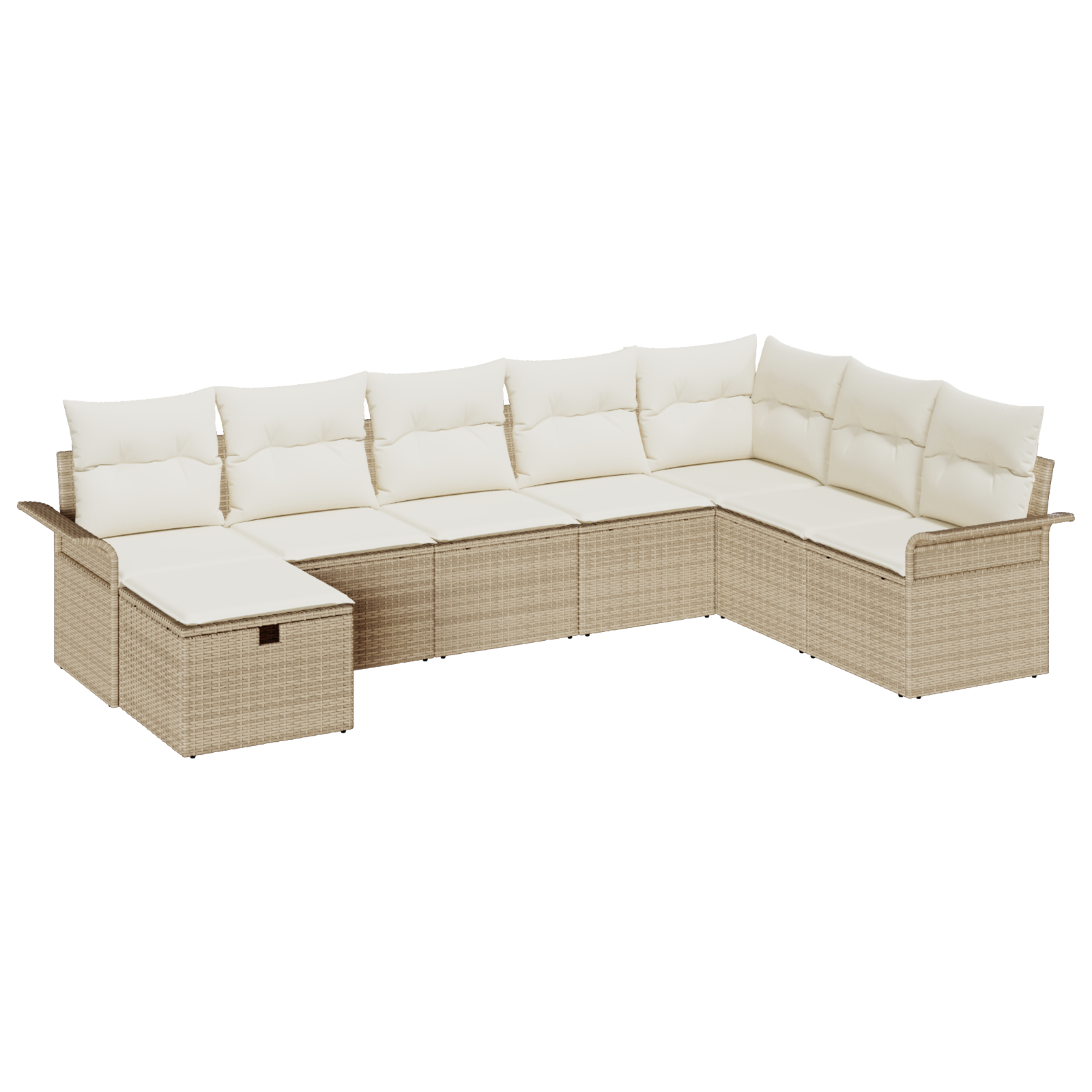 Set di Divano da Giardino 8 Pezzi con Cuscini Beige Rattan Polietilene