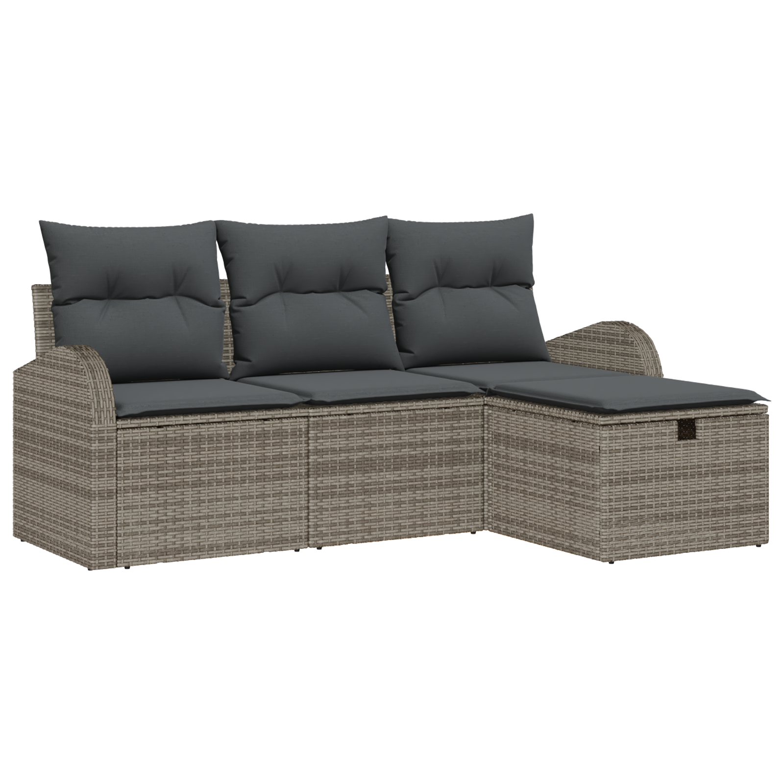 Set Divano Giardino 4 Pezzi con Cuscini Grigio Rattan