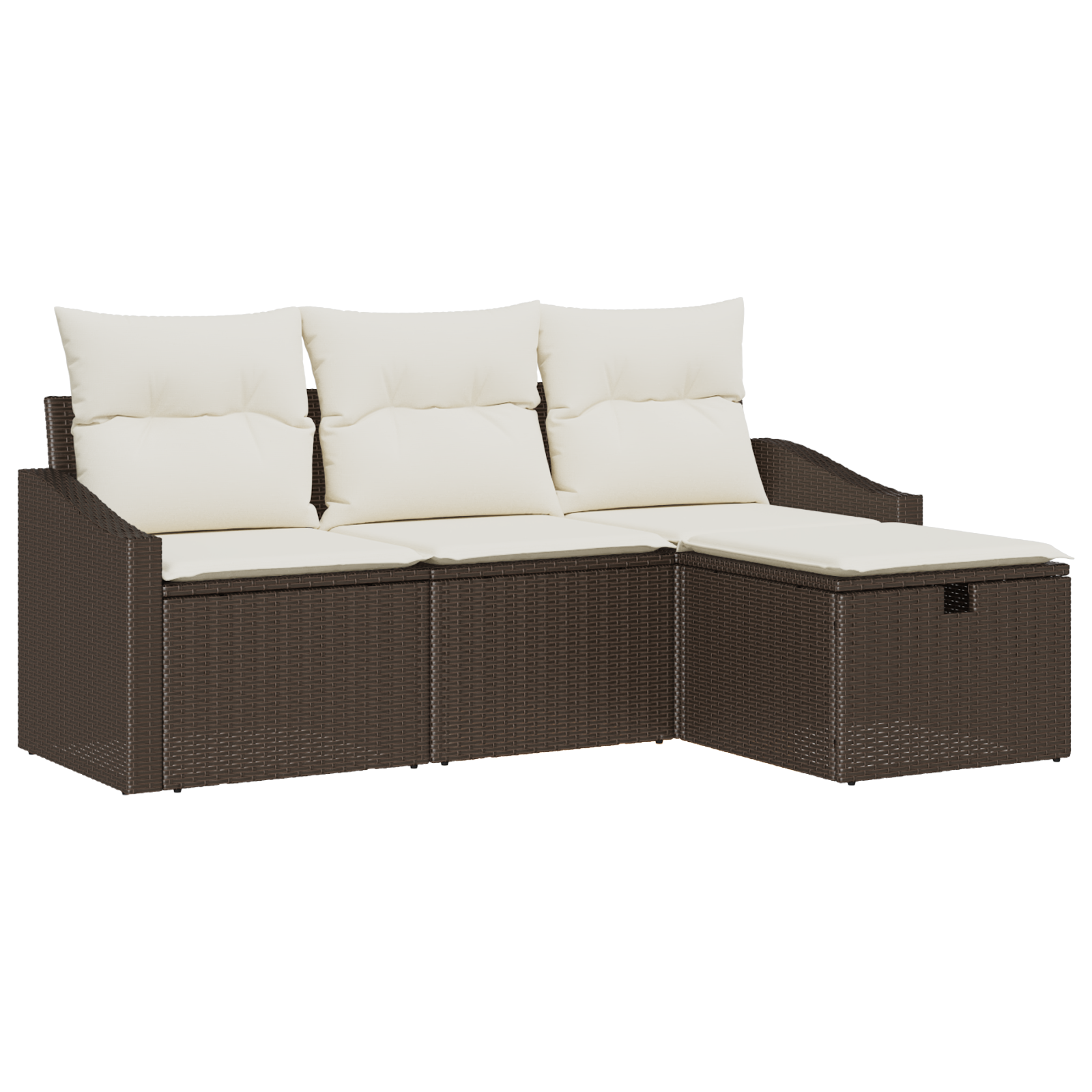 Set di 4 Pezzi da Giardino con Cuscini Rattan Polietilene Marrone
