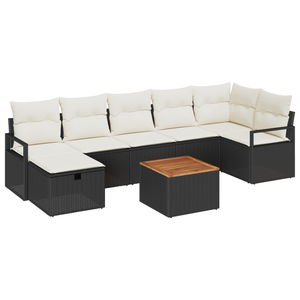 Set di divani da giardino 8 pezzi con cuscini in rattan nero