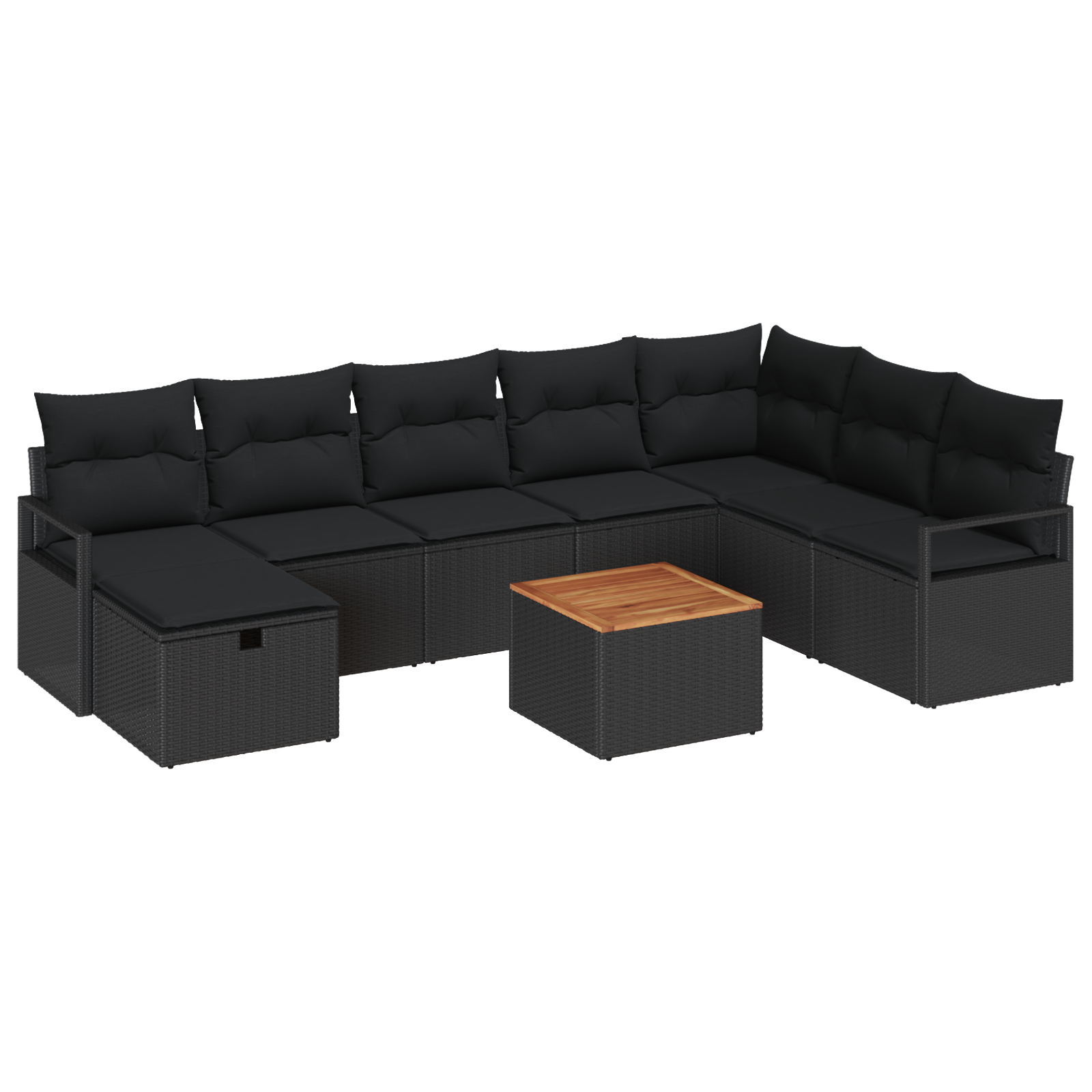 Set di Divani da Giardino  da 9 Pezzi con Cuscini in Rattan Polimerico Nero