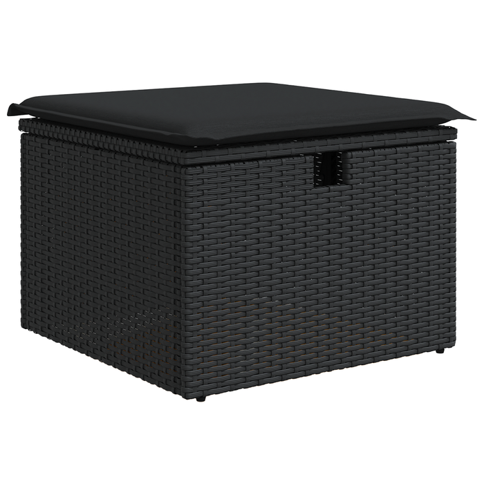 Set Divano da Giardino con Cuscini Black Poly Rattan da 9 Pezzi