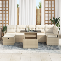 Set divani giardino 8 pezzi con cuscini Beige Polipropilene