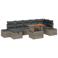 Set Divani Giardino 8 Pezzi con Cuscini Grigio Polyrattan