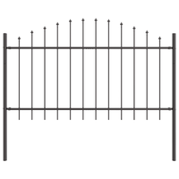 Recinzione da Giardino  con Punta a Cerchio Grigia 3,4x1 m in Acciaio