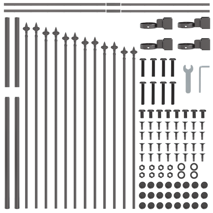 Recinzione da Giardino  con Punta a Cerchio Grigia 3,4x1 m in Acciaio