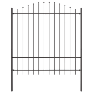 Recinzione da Giardino  Grigia con Parte Superiore ad Arco 5,1x1,75 m in Acciaio
