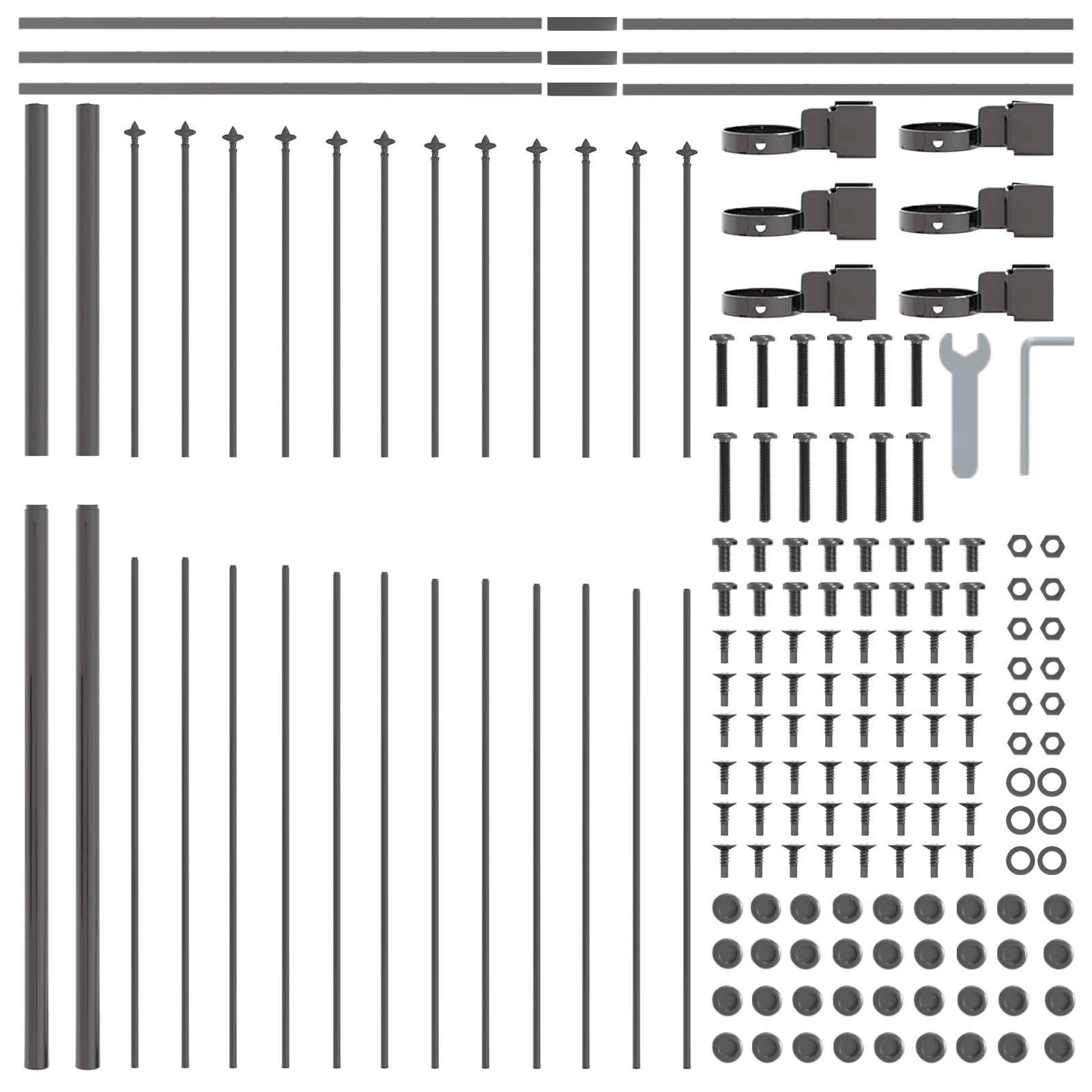 Recinzione da Giardino  Grigia con Parte Superiore ad Arco 5,1x1,75 m in Acciaio