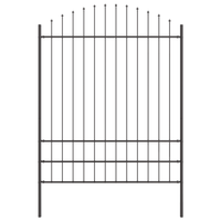 Recinzione da Giardino  con Parte Superiore a Forma di Arco Grigia 5.1x2 m in Acciaio