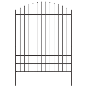 Recinzione da Giardino  con Parte Superiore a Forma di Arco Grigia 5.1x2 m in Acciaio