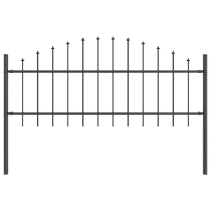 Recinzione da Giardino  con Parte Superiore Rotonda Grigia 8,5x0,75 m in Acciaio