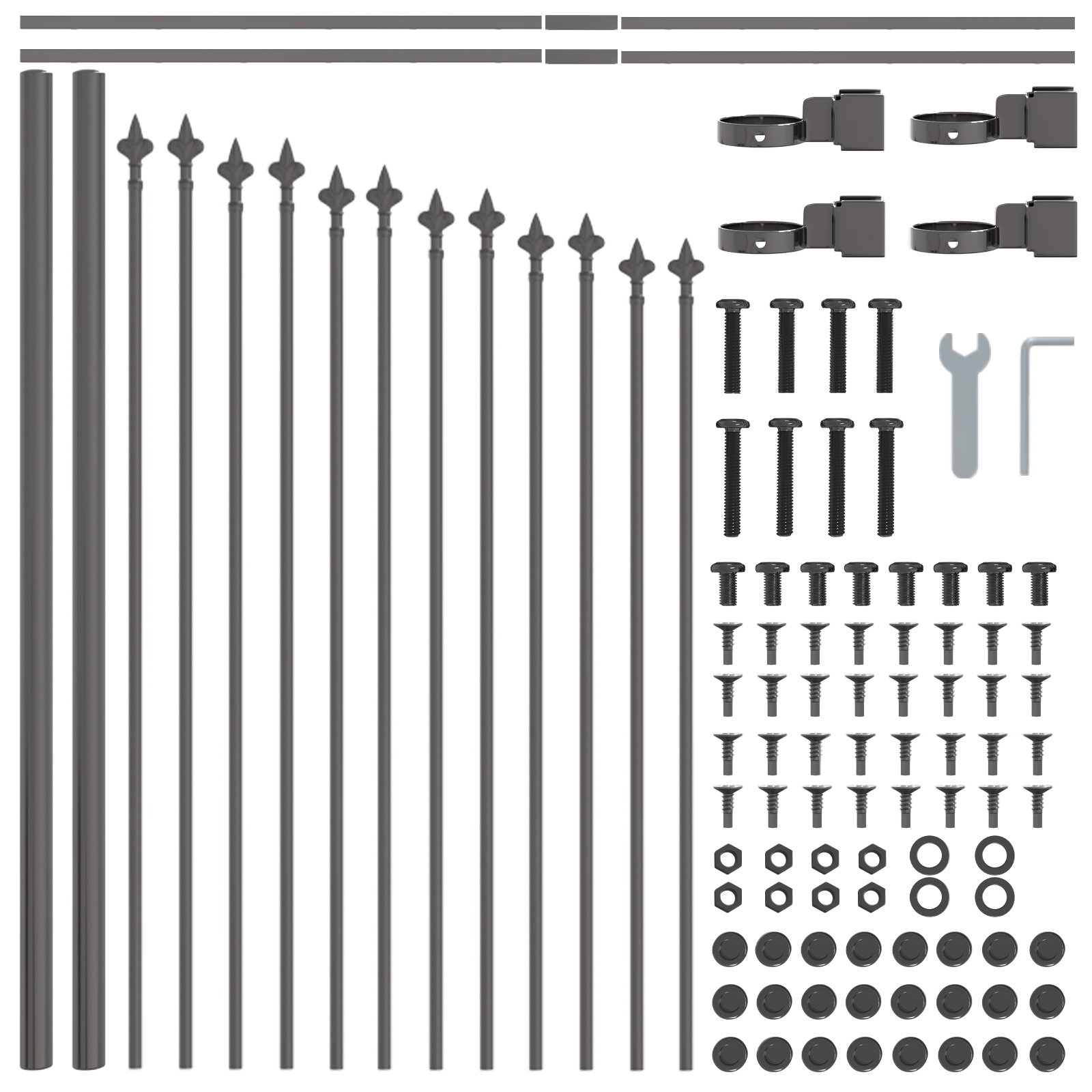 Recinzione da Giardino  con Parte Superiore Rotonda Grigia 8,5x0,75 m in Acciaio