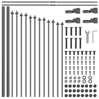 Recinzione da Giardino  con Parte Superiore Rotonda Grigia 8,5x0,75 m in Acciaio