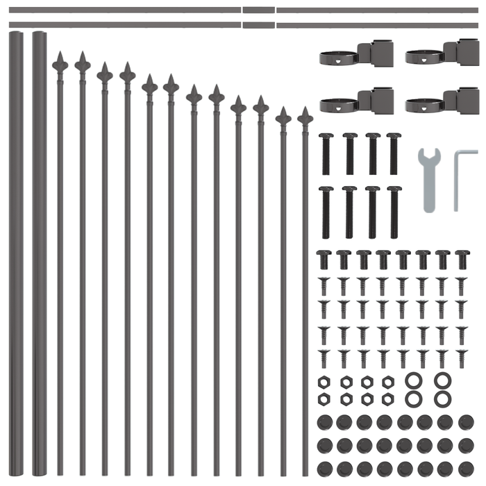Recinzione da Giardino  con Parte Superiore Rotonda Grigia 8,5x0,75 m in Acciaio