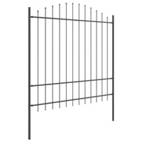 Cancello da Giardino  Grigio con Punta a Cerchio 8,5x1,75 m in Acciaio