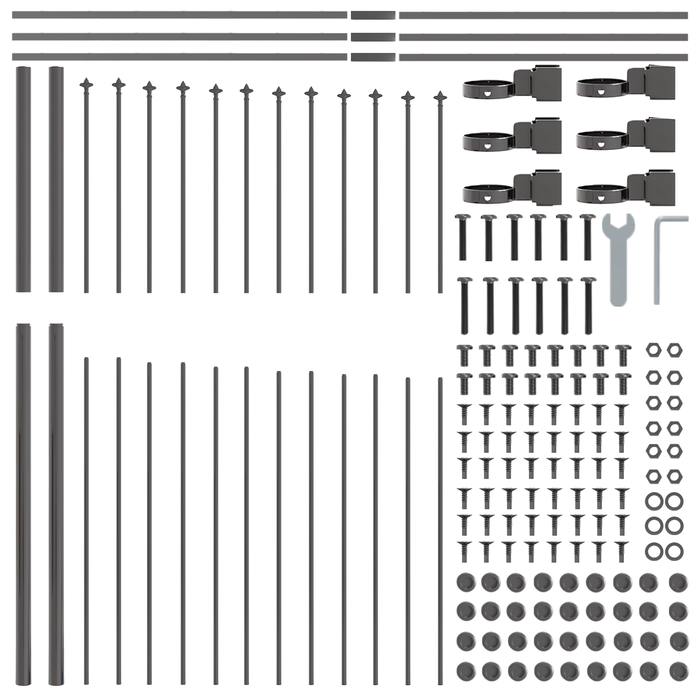 Cancello da Giardino  Grigio con Punta a Cerchio 8,5x1,75 m in Acciaio