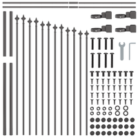 Recinzione da Giardino  con Punta a Cerchio Grigia 10,2x1 m in Acciaio