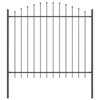 Recinzione da Giardino con Arco Grigia 11,9x1,5 m in Acciaio -