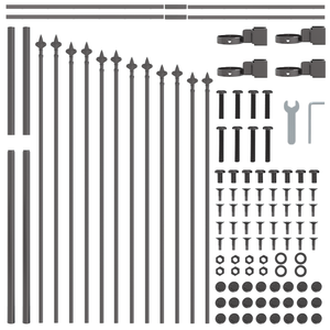 Recinzione da Giardino  con Parte Superiore a Cerchio Grigia 13,6x1 m in Acciaio